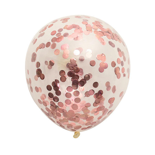 Party Ballooon Rose Gold Confetti Latex Balloons-50CT
