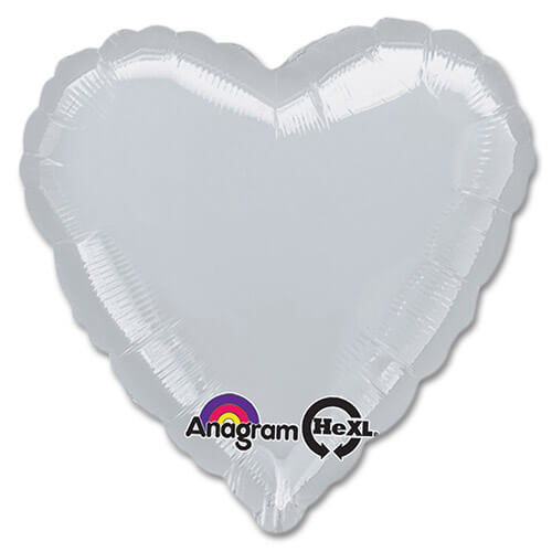 Party Balloon 18" Metallic Silver Heart Foil Balloon S15