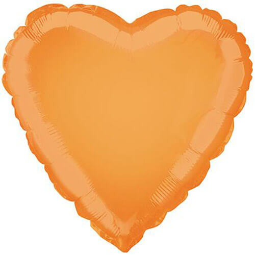Party Balloon Metallic Orange  Heart Foil Balloon 18" 