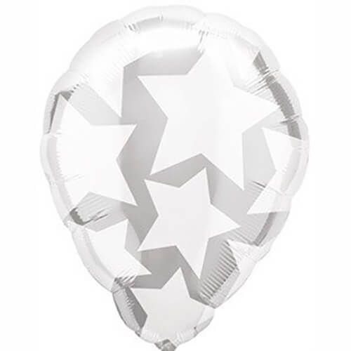 Party Balloon 18" White Stars perfect Foil Balloon S30