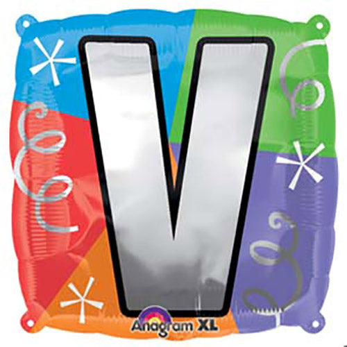 Party Balloon  Letter (V) Quad Foil Balloon 18"
