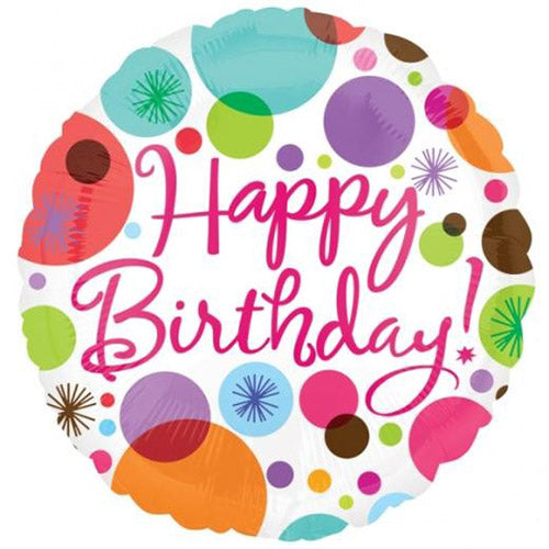 Party Balloon 18" Happy Birthday Polka Dots Foil Balloon S40