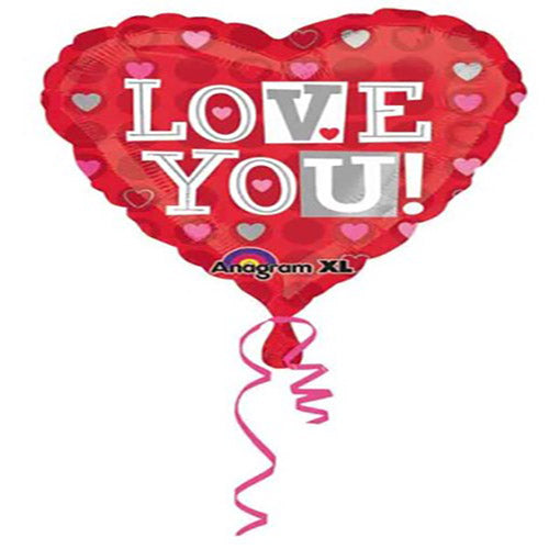 Party Balloon 18" Love You Heart Dots Foil Balloon