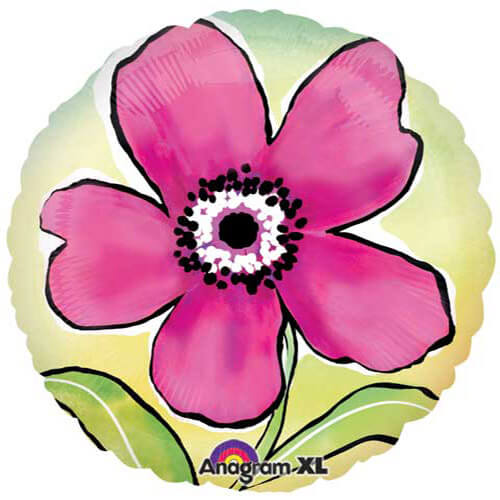Party Balloons- 18" Painted Pink Flower Foil Balloon S40