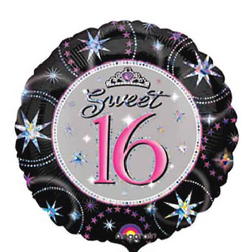 Party Balloon 18" Sweet 16 Sparkle Foil Balloon S55
