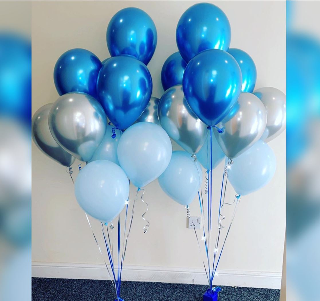 Blue And Silver Theme Balloon Bouquet