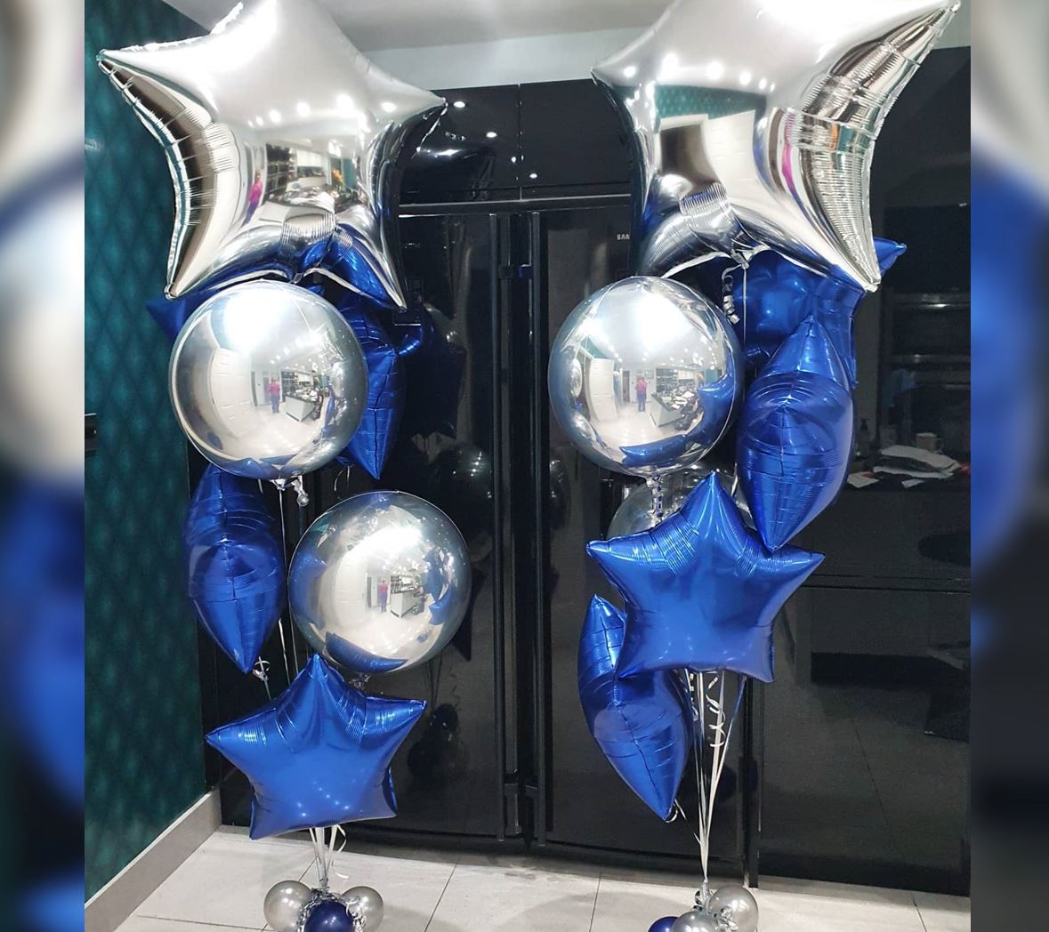 Blue And Silver Star Balloon Bunches