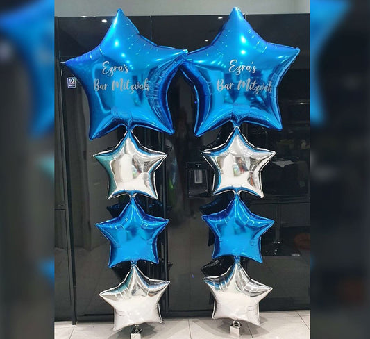 Blue And Silver Star Theme Balloon Bouquet