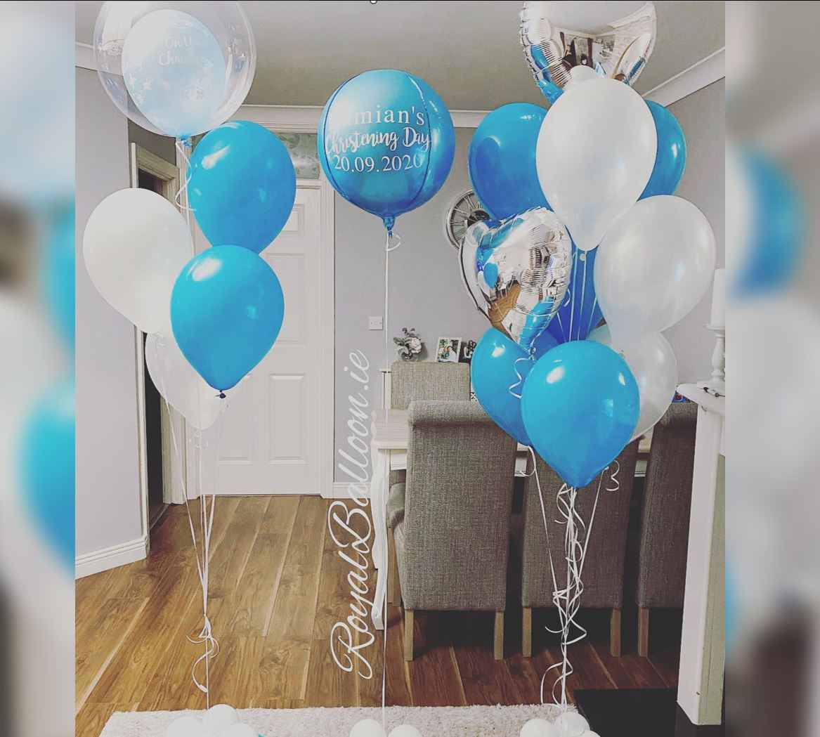 Silver And Blue Theme ORBz Balloon Bouquet