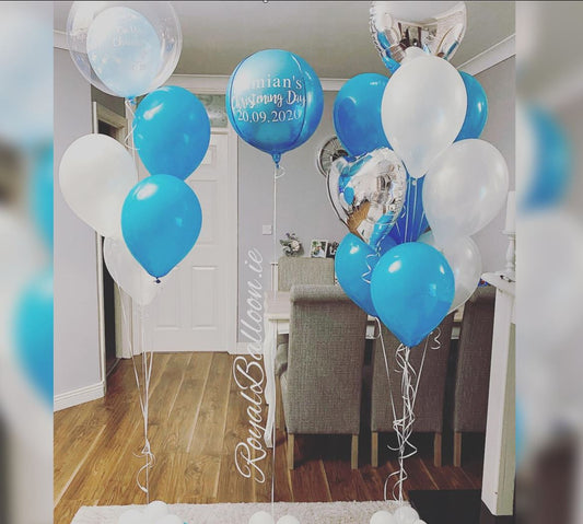 Silver And Blue Theme ORBz Balloon Bouquet