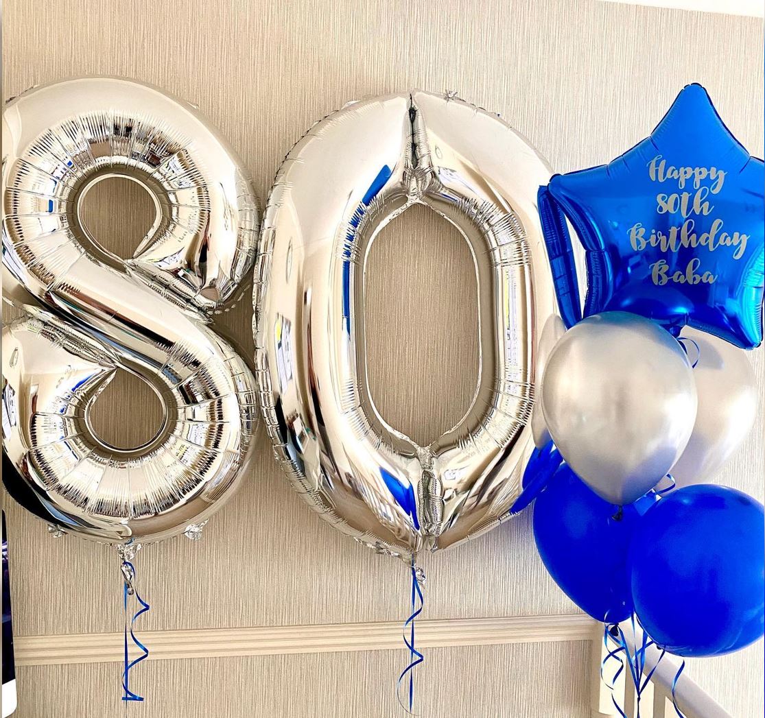 80th Number Personalized Star Balloon Bouquet