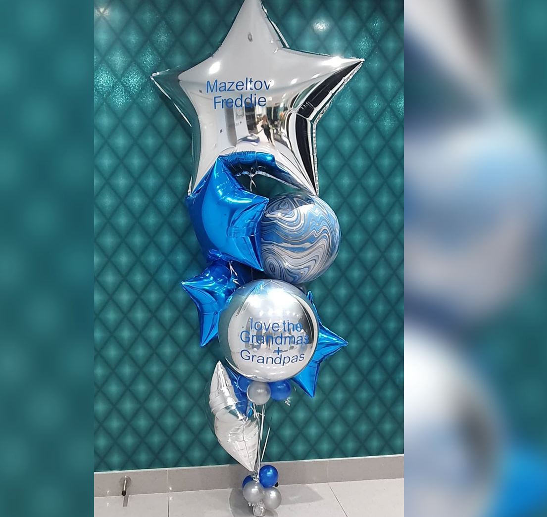 Blue And Silver Theme ORBz Balloon Bouquet
