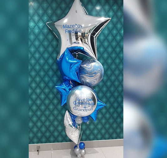 Blue And Silver Theme ORBz Balloon Bouquet