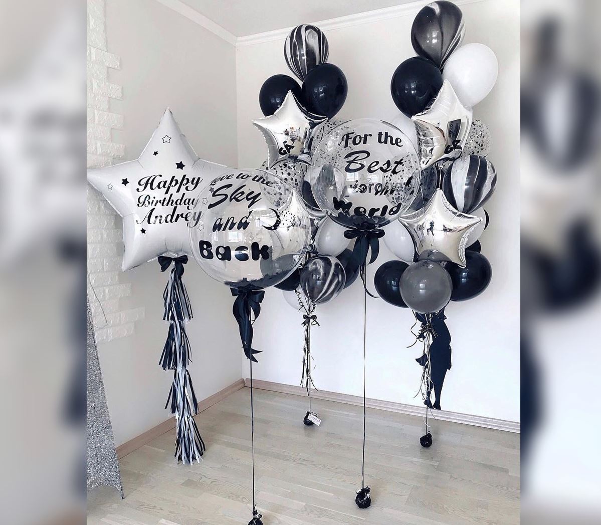 HBD Supershape Star And Bubble Balloon Bouquet
