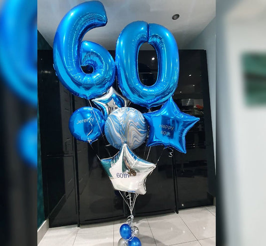 60th Birthday Star And ORBz Balloon Bouquet