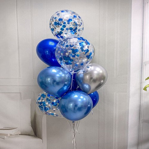 Party Balloon Silver Blue Theme Helium Balloons Bouquet-18
