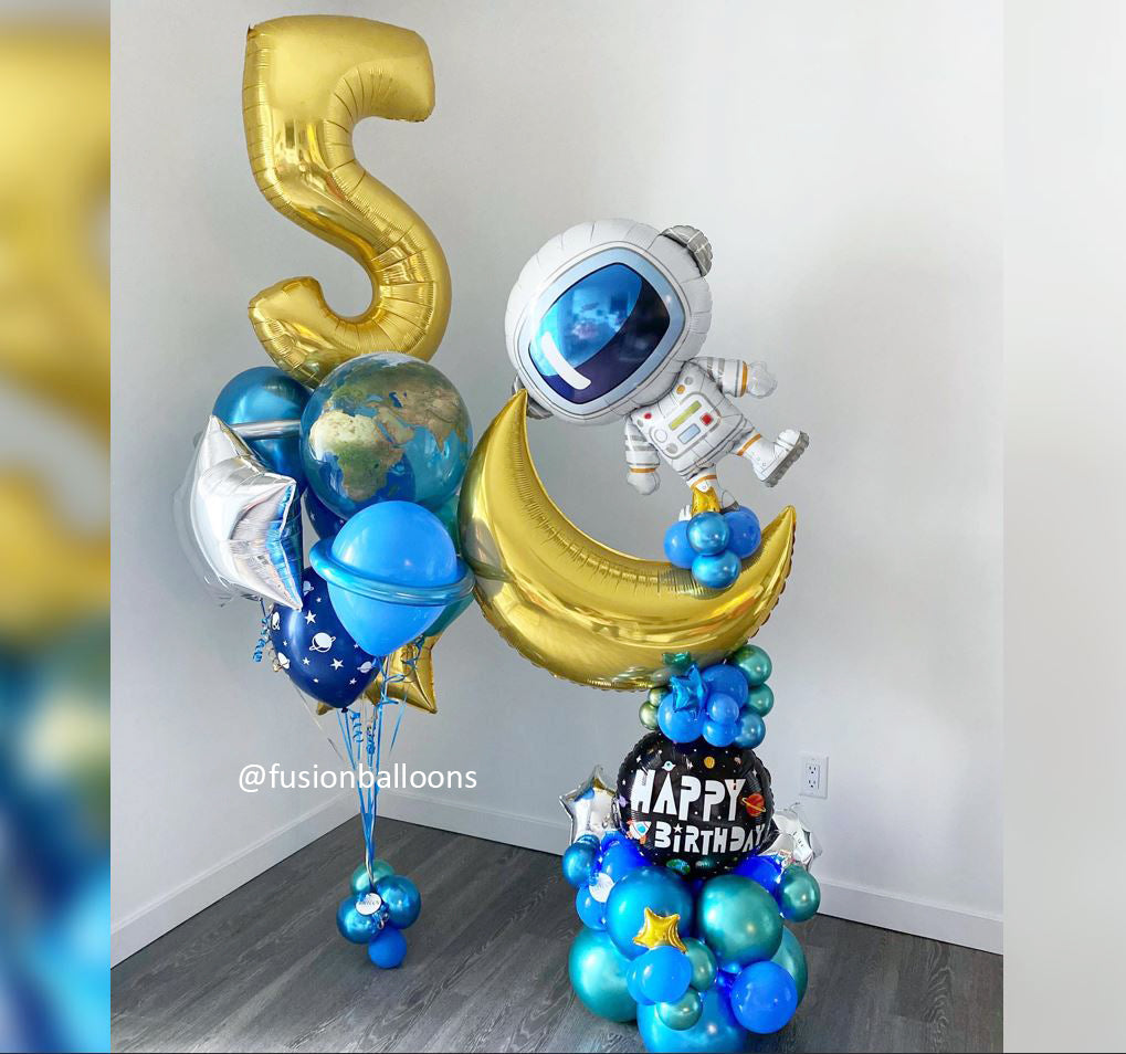 5th Birthday Adorable Astronaut Balloon Bouquet