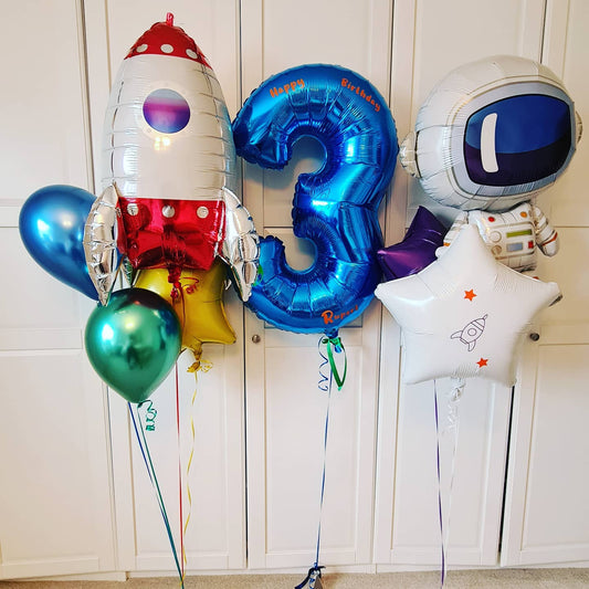 3rd Birthday Rocket Ship Balloon Bouquet