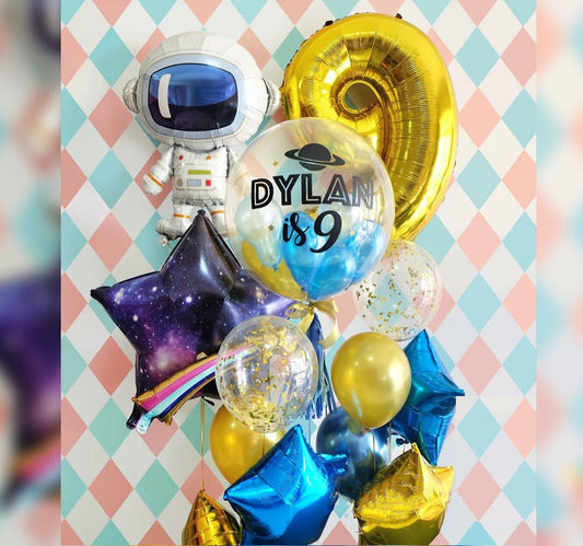 9th Birthday Space Theme Balloon Bouquet