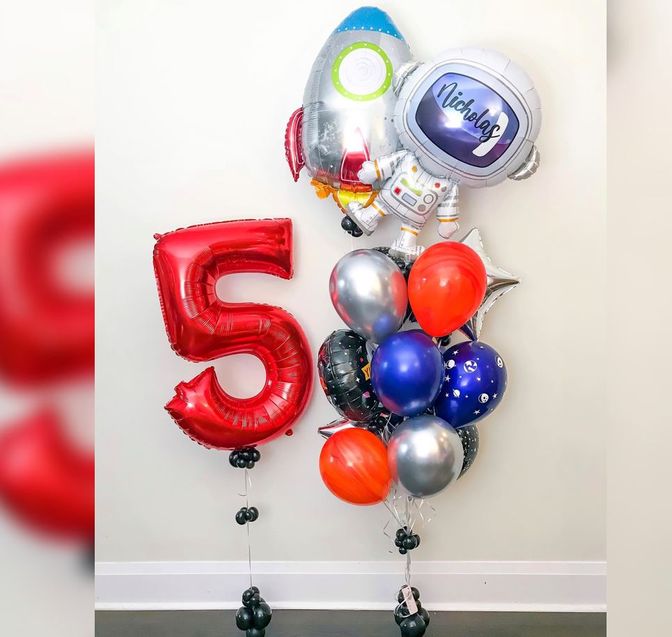 5th Birthday Astronaut Theme Balloon Bouquet