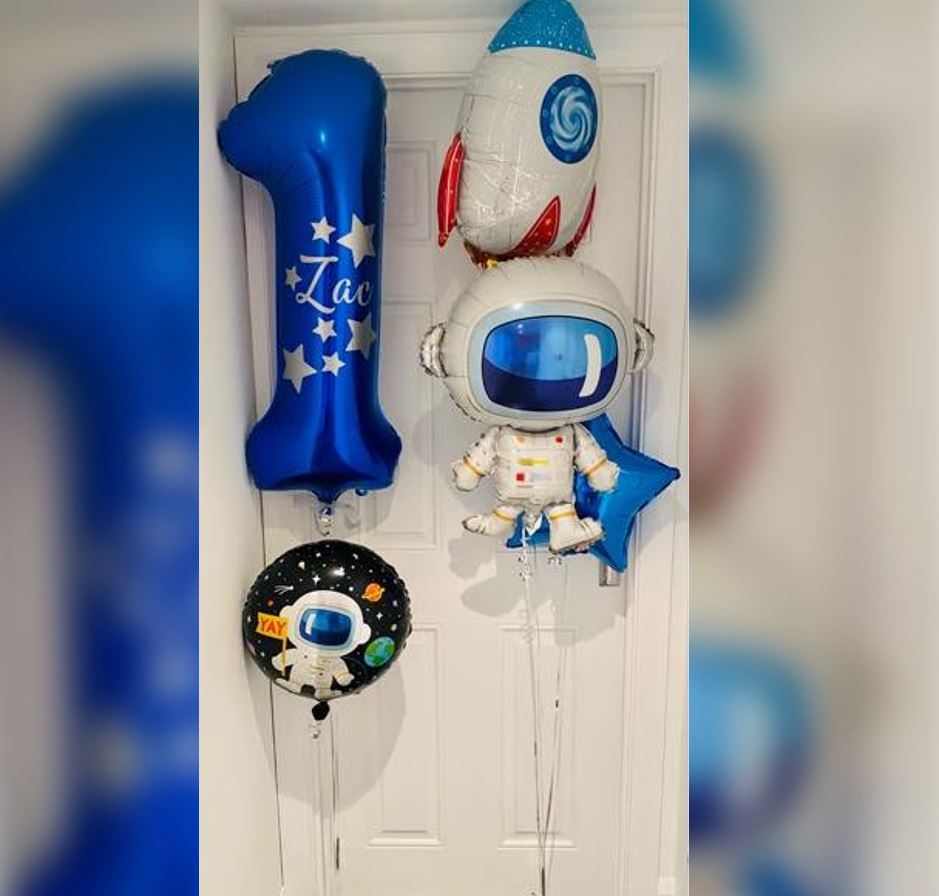 1st Birthday Rocket Ship Astronaut Balloon Bouquet