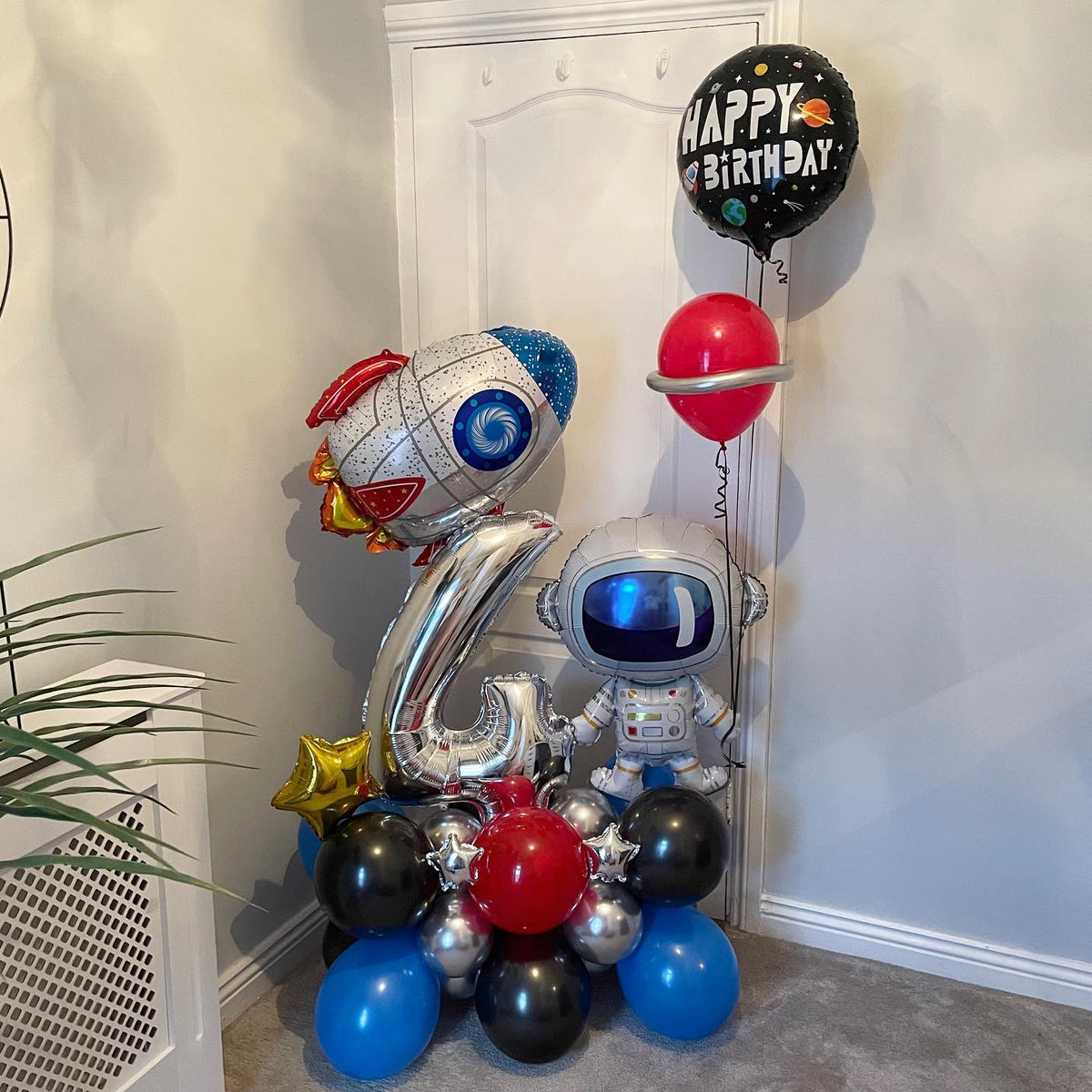 4th Birthday Astronaut Theme Balloon Bouquet