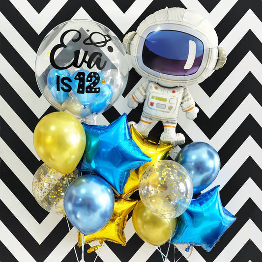 Adorable Astronaut Personalised Bubble Balloon Bouquet