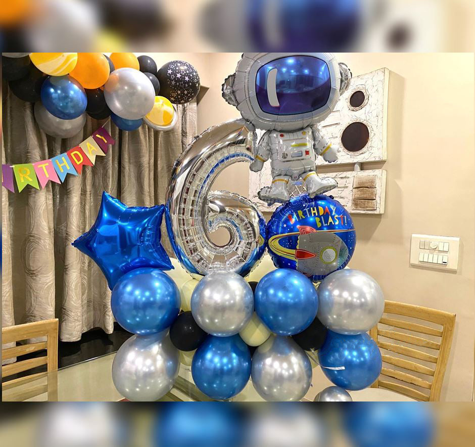 6th Birthday Astronaut Theme Balloon Bouquet