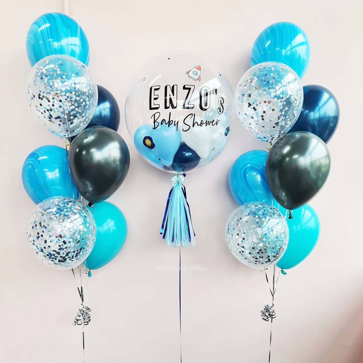 Space Theme Personalised Bubble Balloon Bouquet