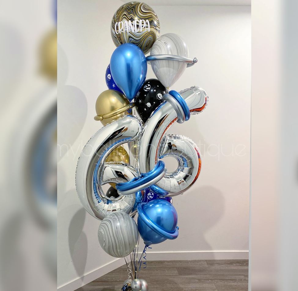66th Birthday Space Theme Balloon Bouquet
