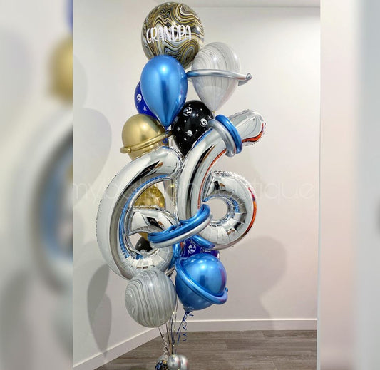 66th Birthday Space Theme Balloon Bouquet