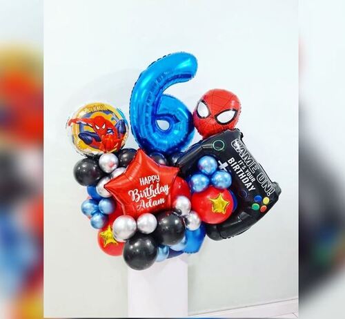 6 Number Spiderman Game ON Balloon Bouquet