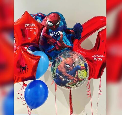 4 Number Spiderman Red Star Balloon Bouquet