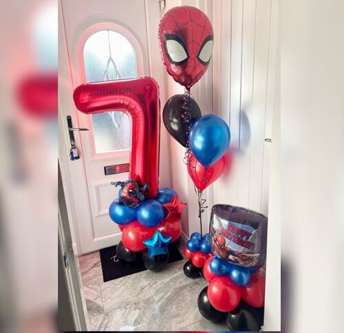 7 Number Spiderman Head Balloon Bouquet