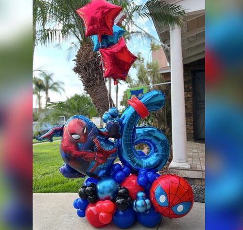 6 Number Spiderman Star Foil Balloon Bouquet