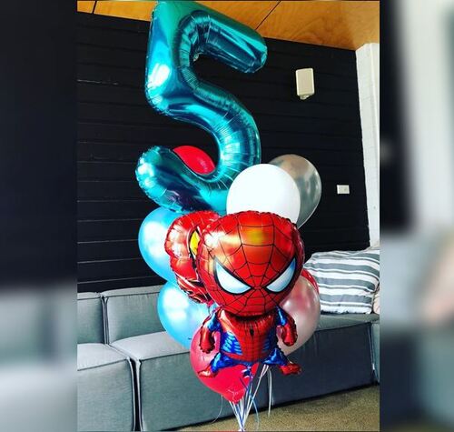 5 Number Mini Spiderman Balloon Bouquet