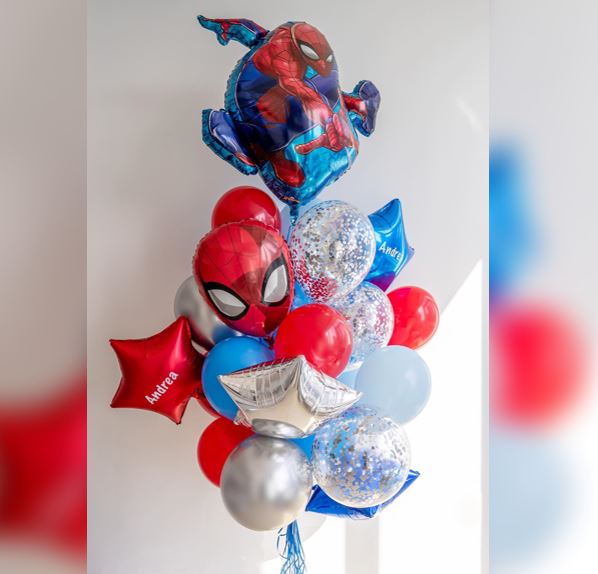 Star and Latex Spiderman Theme Balloon Bouquet