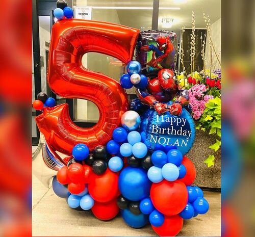 5 Number Spiderman Happy Birthday Balloon Bouquet