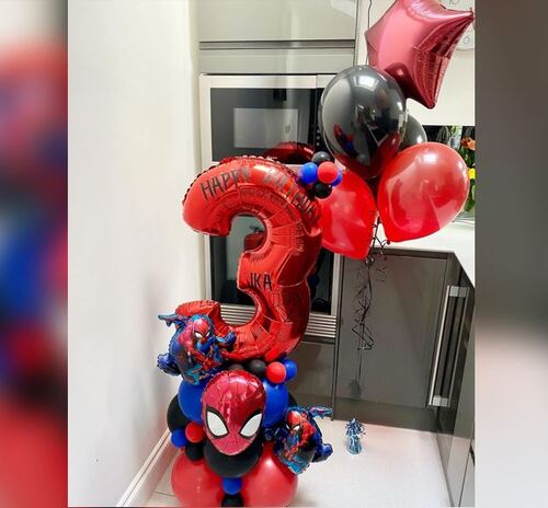 3 Number Spiderman Latex Star Balloon Bouquet