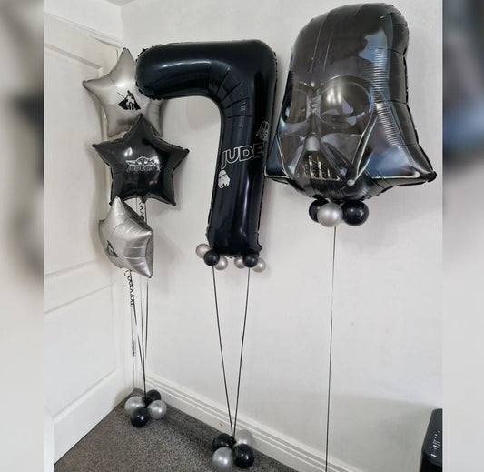 7th HBD Darth Vader Helmet Star War Balloon Bouquet