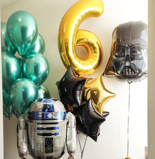 6th Birthday Star War Darth Vader Helmet Balloon Bouquet