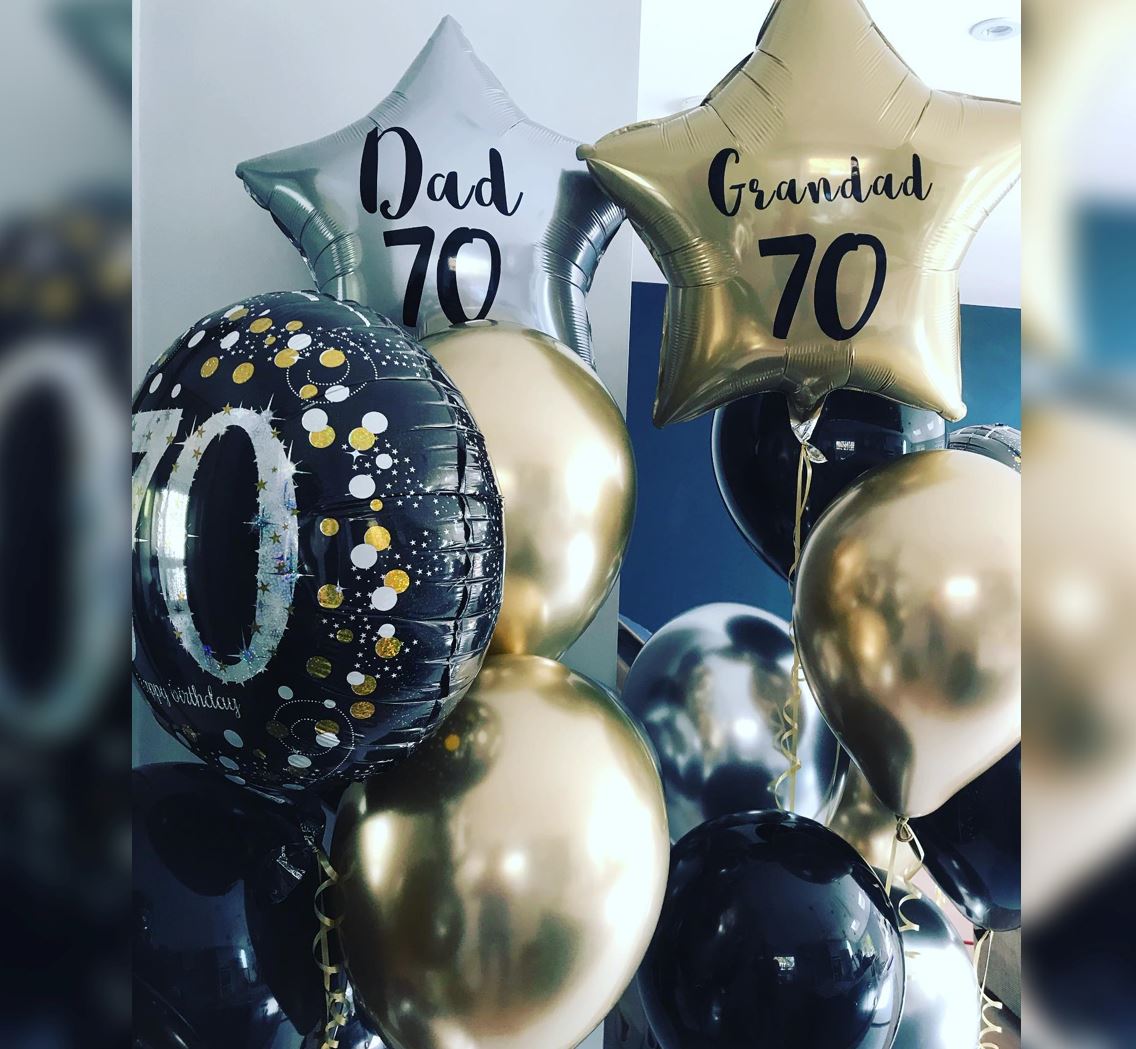 Dad's Birthday 70th Sparkle Balloon Bouquet