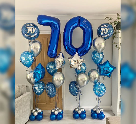 70th Birthday  Star And Printed Latex Balloon Bouquet