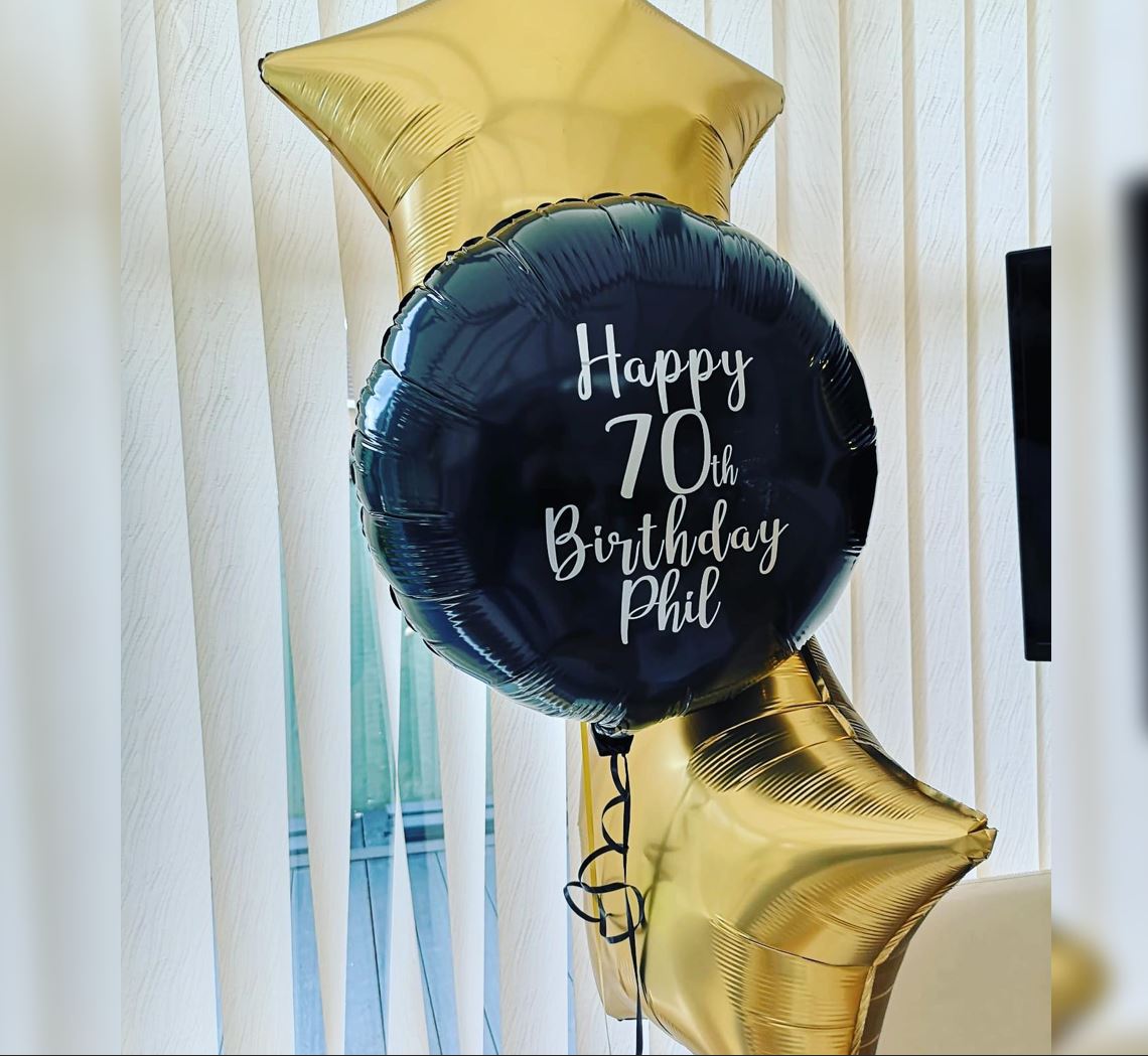 70th Birthday Gold Star Balloon Bunch