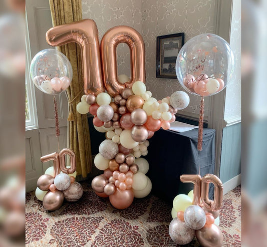 70th Birthday Bubble Theme Cluster Balloon Bouquet