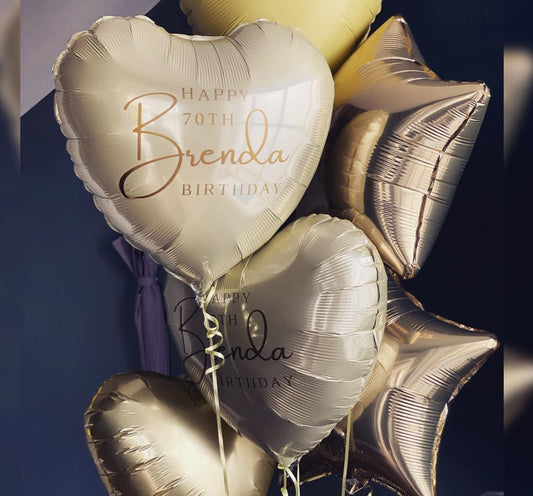 70th Birthday Heart And Star Balloon Bouquet