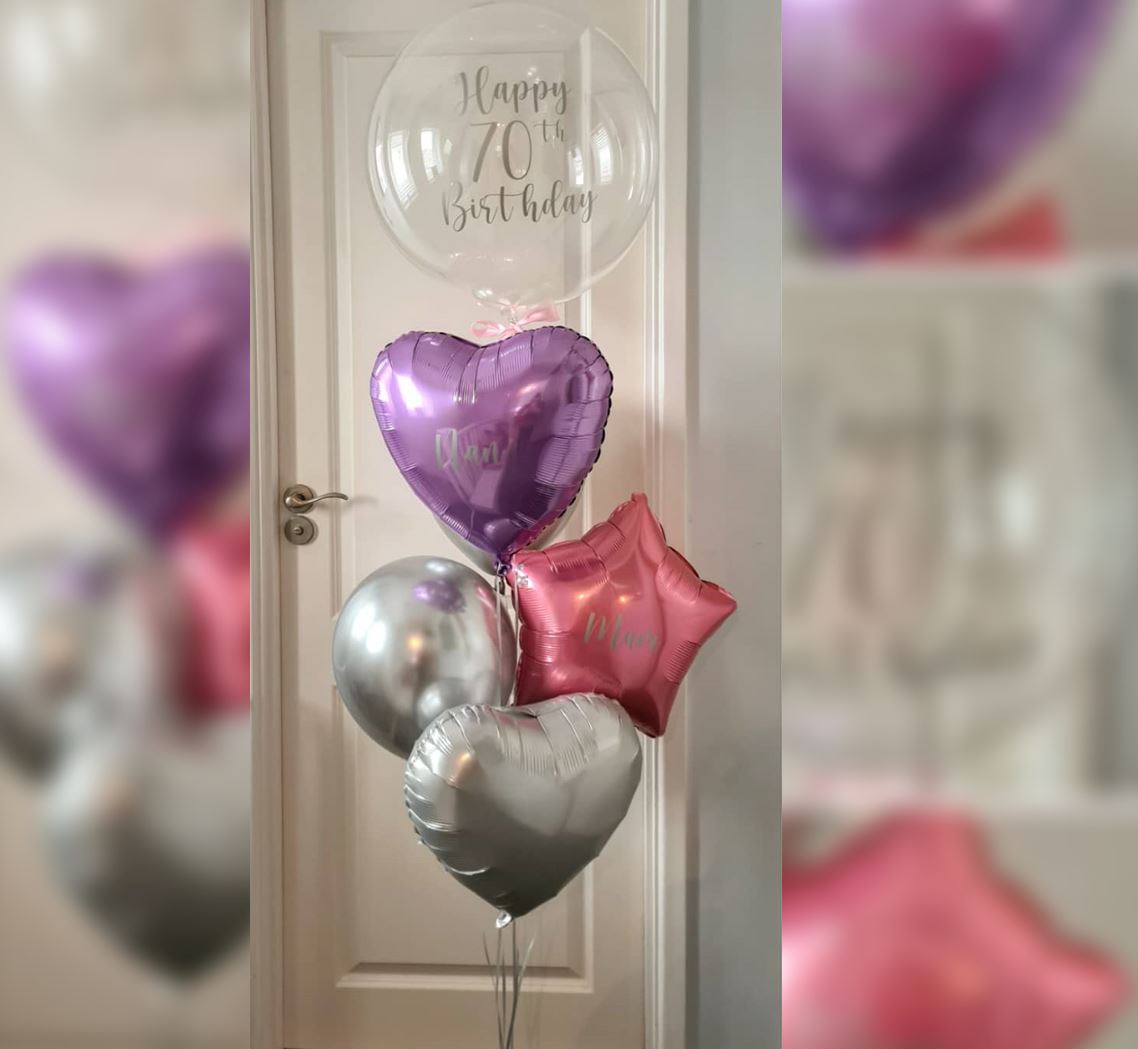 70th Birthday Personalised Bubble Balloon Bouquet