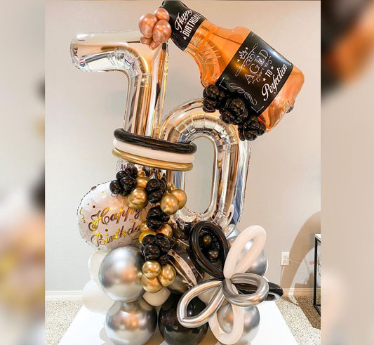 Age To Perfection 70th Birthday Cluster Balloon Bouquet