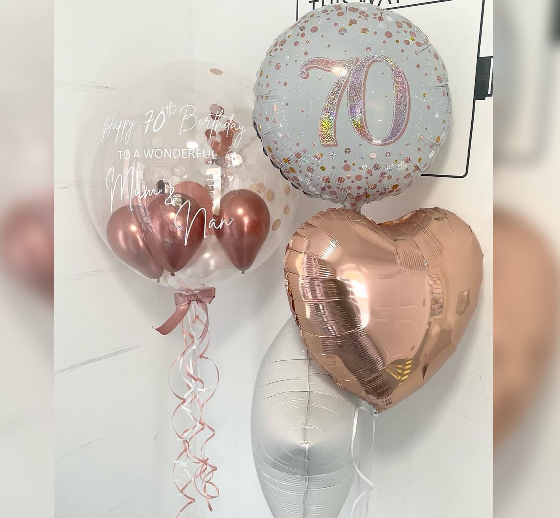 Personalised Bubble 70th Birthday Balloon Bouquet