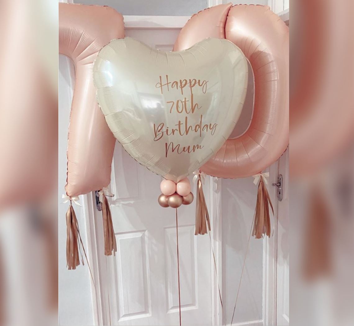 70th Birthday Heart Balloon Bouquet